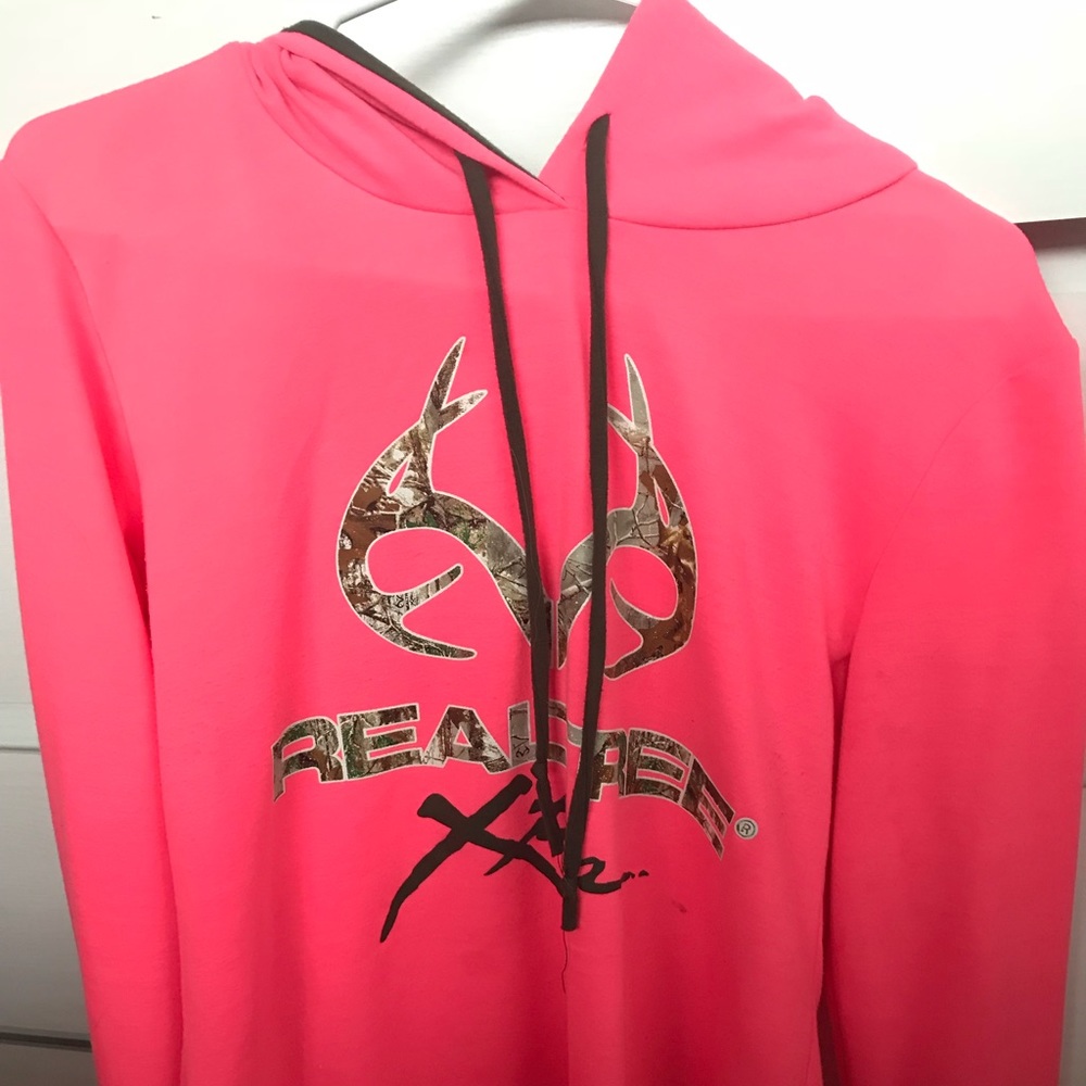Neon pink real tree hoodie